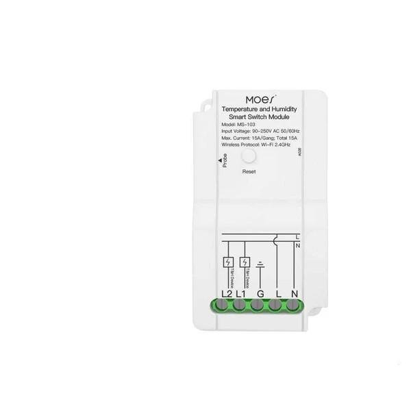 ماژول دما و رطوبت هوشمند WiFi با رله خروجی و سنسور مخصوص برند Moes مدل KIT-WM-103TH