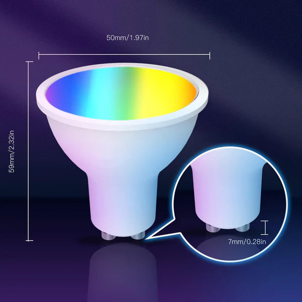 لامپ 5 وات GU10 هوشمند WiFi RGB قابل تنظیم MOES مدل WB-TD5-RWW-GU10-220-MS