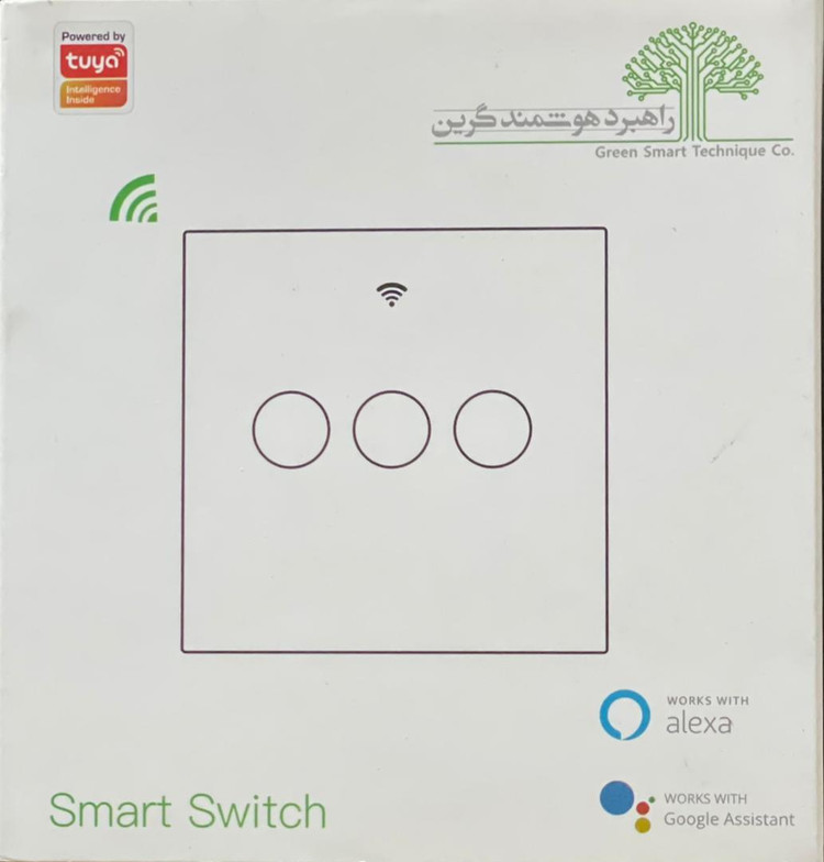 کلید 4 پل WiFi RF هوشمند لمسی Tuya برند Green Smart مدل GST-WRS-EU4