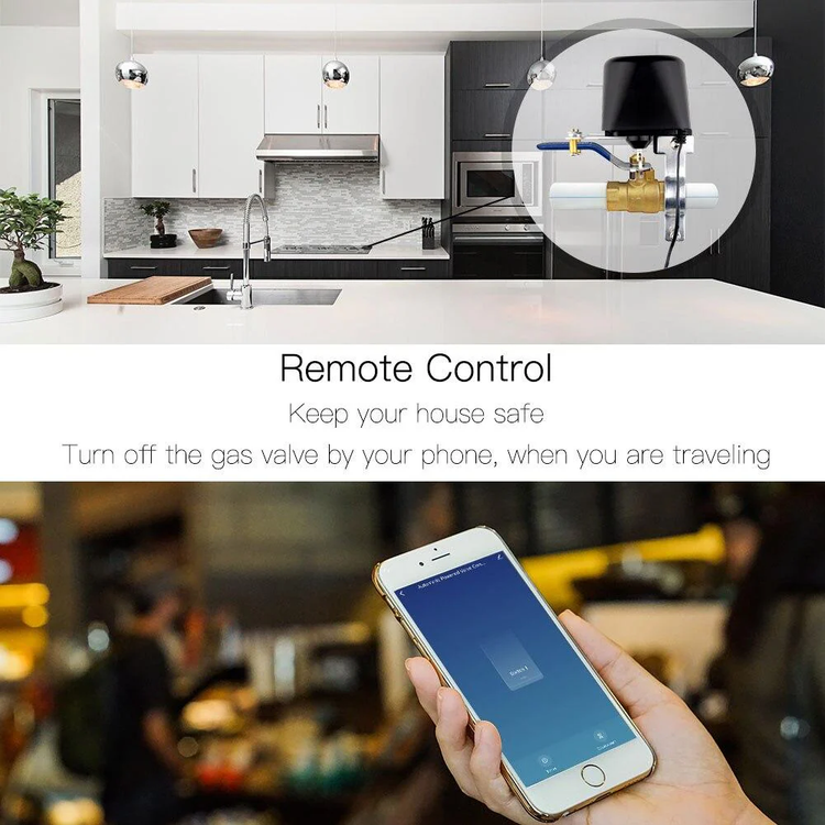 شیر برقی هوشمند WiFi آب/گاز MOES – مدل WV-LZ-US-BK-EN