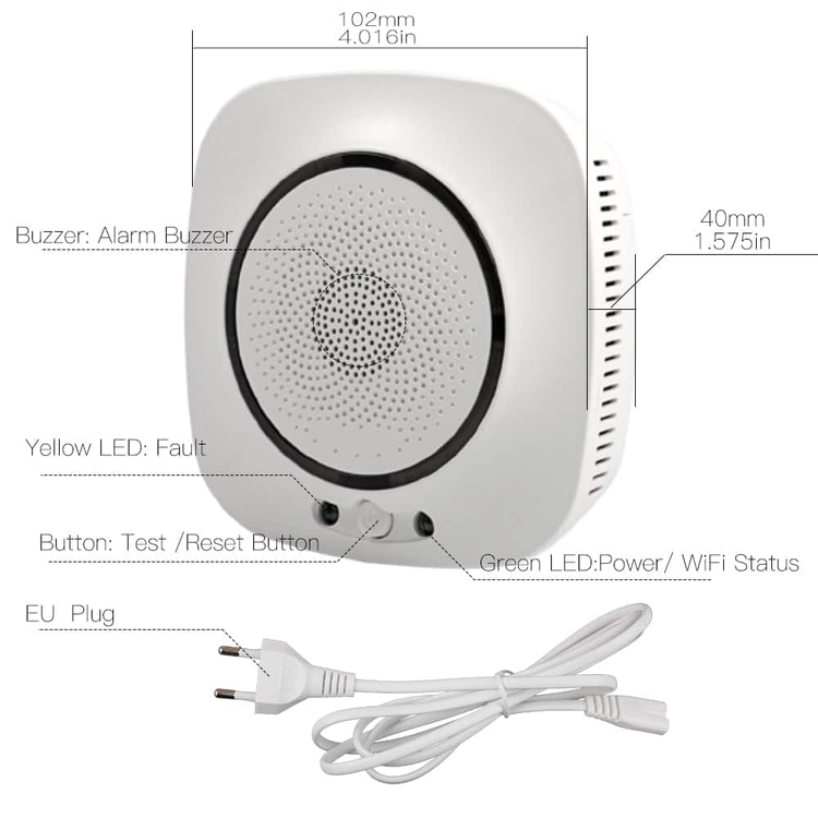 سنسور نشت گاز هوشمند WiFi برند MOES مدل WSS-S-GL-EU-EN