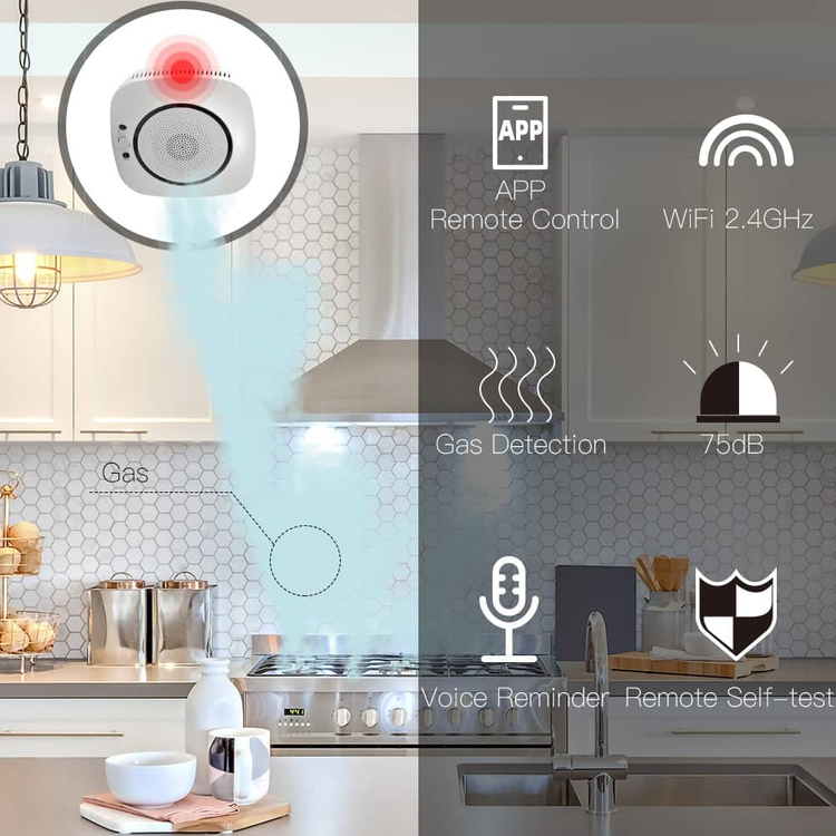سنسور نشت گاز هوشمند WiFi برند MOES مدل WSS-S-GL-EU-EN