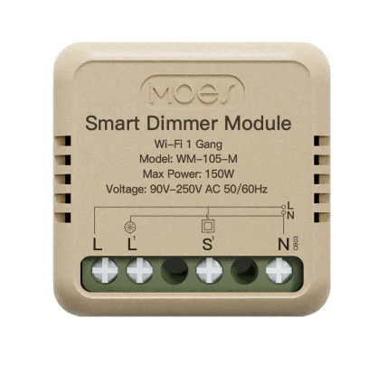 مینی رله دیمر هوشمند تک پل 150 وات WiFi برند Moes مدل WM-105-M