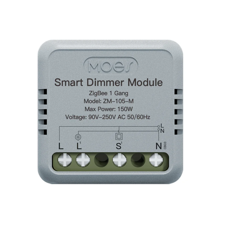 مینی رله دیمر هوشمند تک پل 150 وات ZigBee برند Moes مدل ZM-105-M