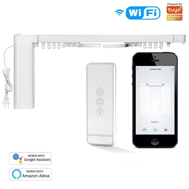 ست کامل پرده هوشمند WiFi, RF برند Moes مدل WM-PJ شامل موتور، ریل و ریموت