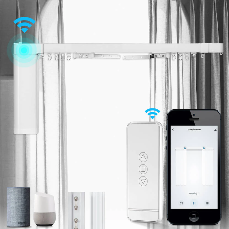 ست کامل پرده هوشمند WiFi, RF برند Moes مدل WM-PJ شامل موتور، ریل و ریموت