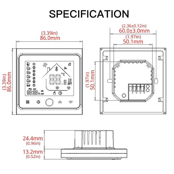 ترموستات WiFi گرمایش از کف الکتریکال برند Moes مدلWHT-002-GB