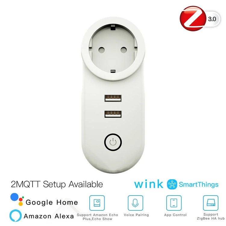 پریز هوشمند Zigbee 3.0 با دو درگاه USB مدل ZP-LZ-EU2U