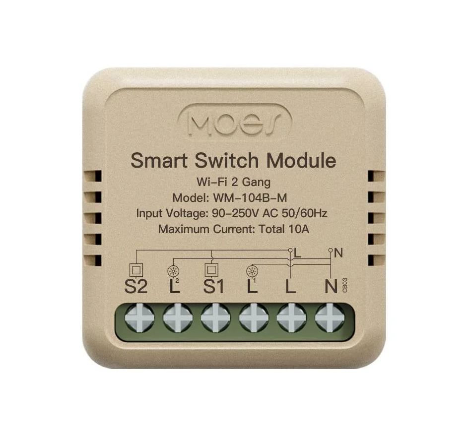 مینی رله هوشمند تک 10 آمپر  WiFi با قابلیت انرژی مانیتورینگبرند Moes مدل WM-104-M-16AM