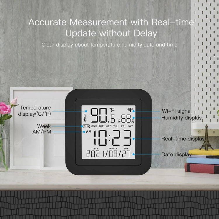 ریموت کنترل هوشمند Wi-Fi مادونقرمز MOES با سنسور دما و رطوبت مدل WR-TY-THR-BK-MS