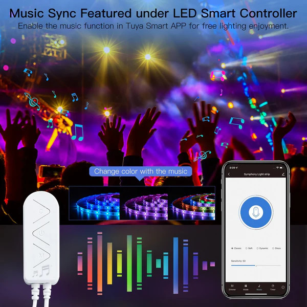 ریسه نور LED هوشمند RGB با کنترل Zigbee برند MOES مدل ZLS-TD-RGB-EU-PM5M-MS