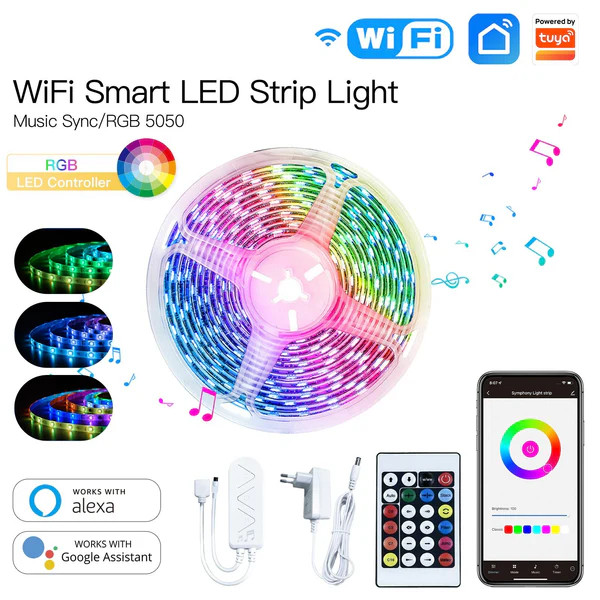 ریسه نور LED هوشمند RGB با کنترل Zigbee برند MOES مدل ZLS-TD-RGB-EU-PM5M-MS